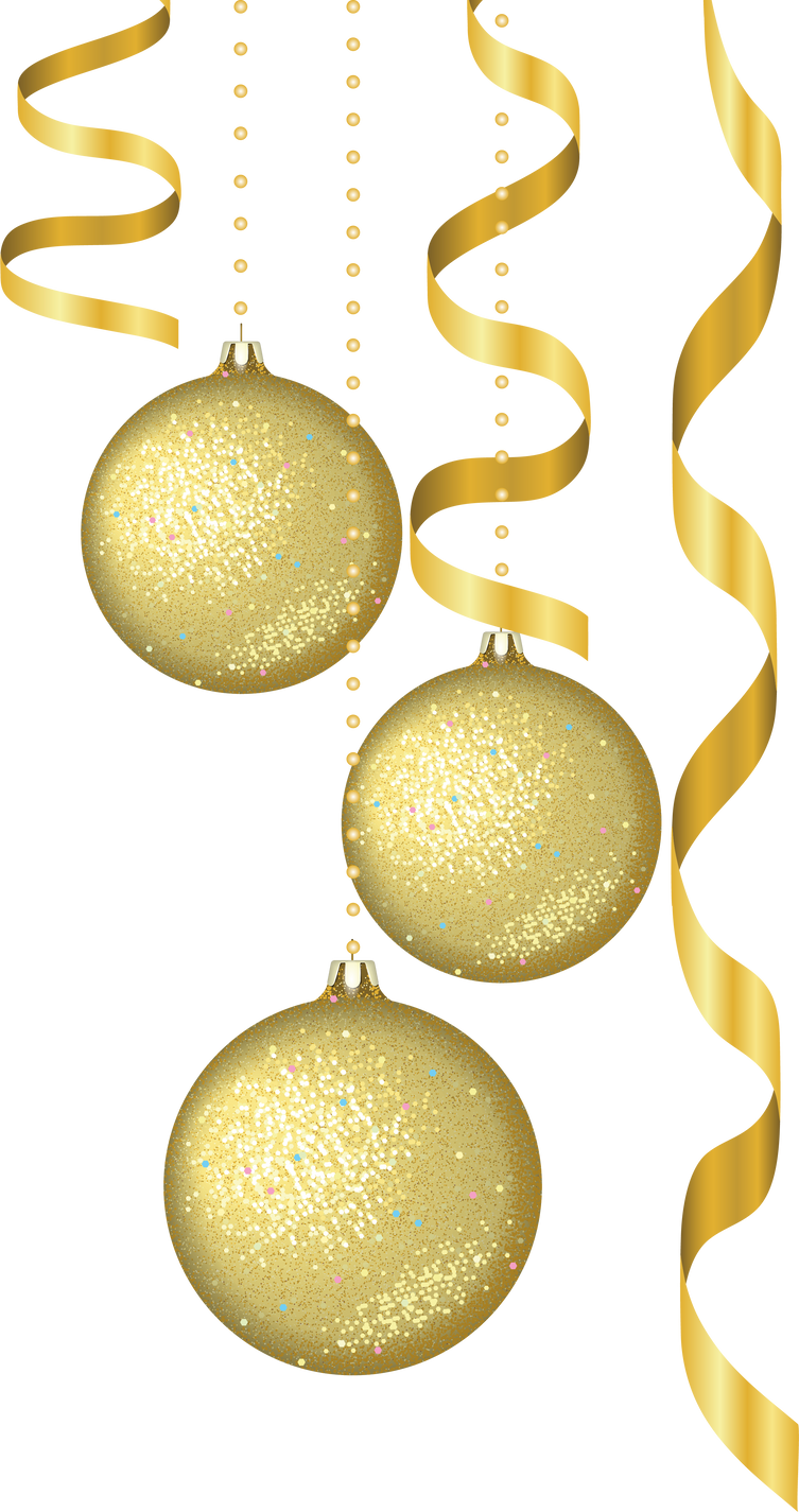 Hanging Gold Christmas Balls Illustration
